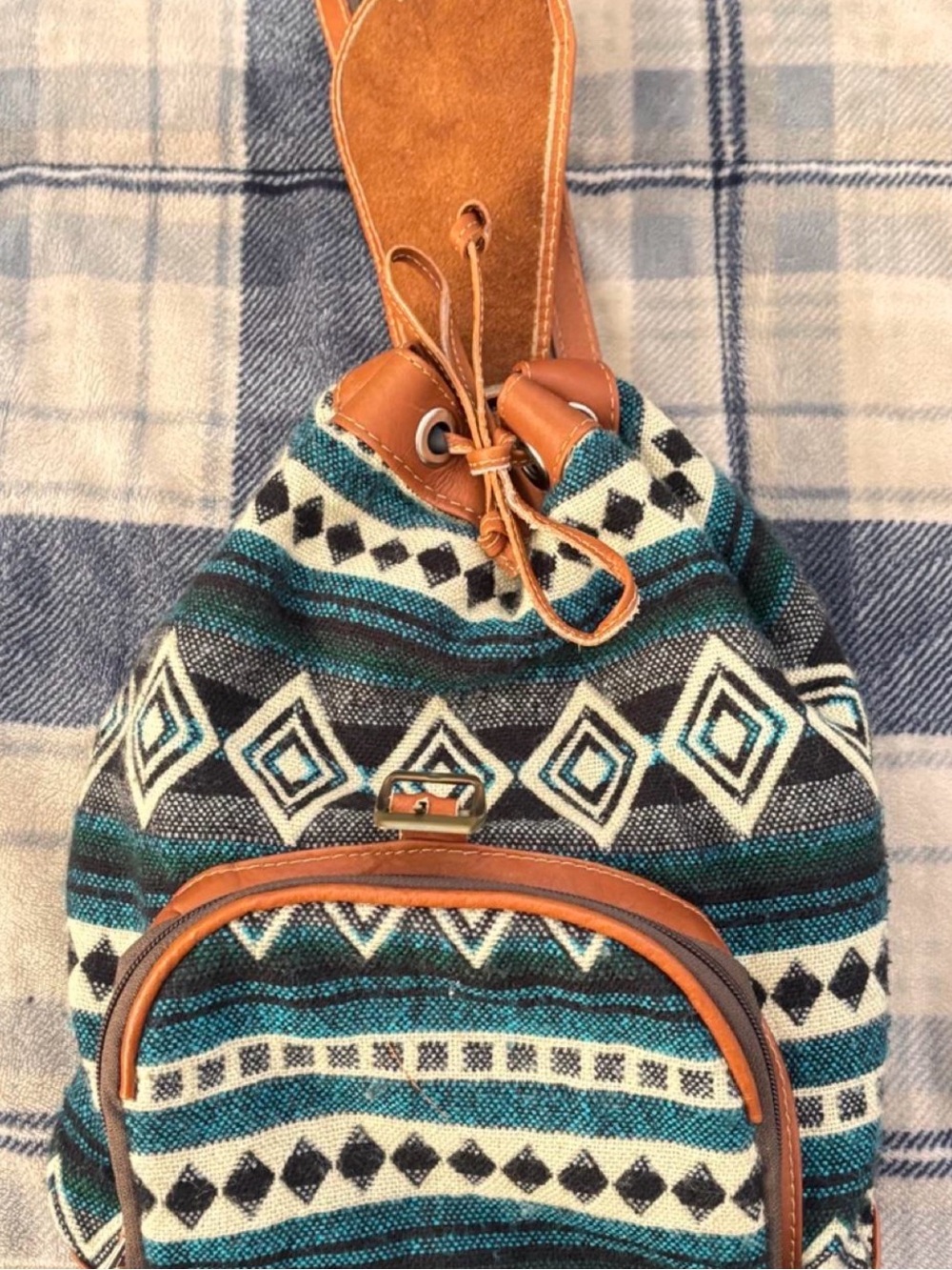 Boho Ethnic Backpack - Geometric Pattern - Picture 4 of 8